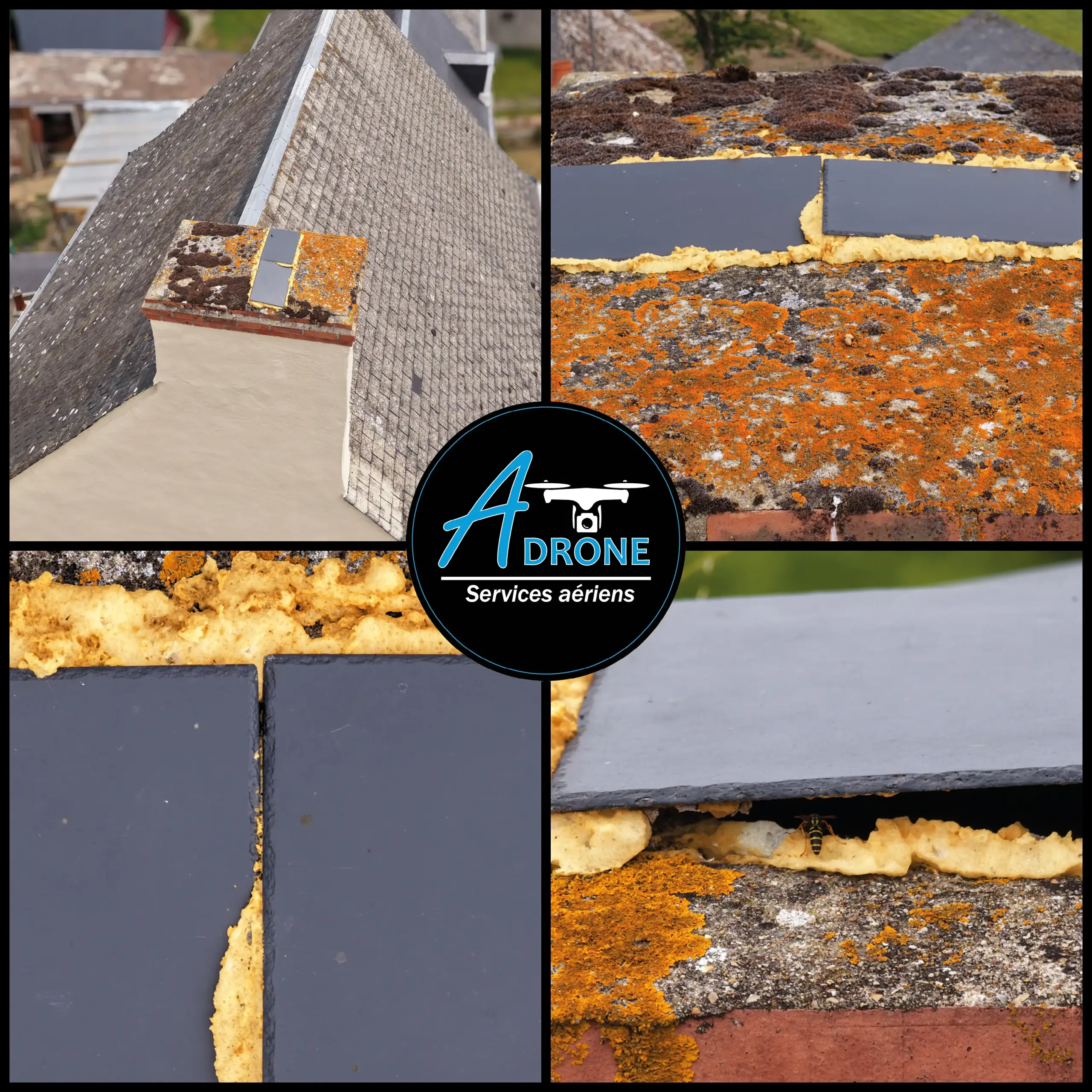 Inspection cheminee par drone a Contilly - infiltration eau et nid de guepe detectes - ADRONE Sarthe